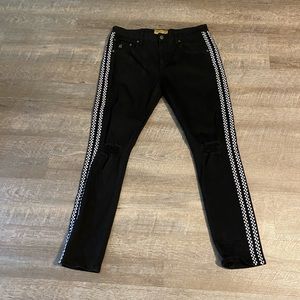 Preown slim fit checkered striped grind house denim size 36/32